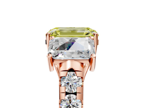 Rose gold Three-Stone Fancy Yellow Emerald Cut Diamond Pavé Band with Prong Setting_5
