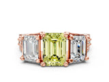 Rose gold Three-Stone Fancy Yellow Emerald  Cut Diamond Ring with Channel-Set Band and Four-Prong Setting_52