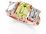 Rose gold Three-Stone Fancy Yellow Emerald  Cut Diamond Ring with Channel-Set Band and Four-Prong Setting_53