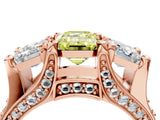 Rose gold Three-Stone Fancy Yellow Emerald  Cut Diamond Ring with Channel-Set Band and Four-Prong Setting_56
