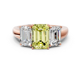Rose gold Three-Stone Fancy Yellow Emerald  Cut Diamond Ring with Channel-Set Band and Four-Prong Setting_61