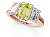 Rose gold Three-Stone Fancy Yellow Emerald  Cut Diamond Ring with Channel-Set Band and Four-Prong Setting_62