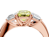 Rose gold Three-Stone Fancy Yellow Emerald  Cut Diamond Ring with Channel-Set Band and Four-Prong Setting_65