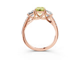 Rose gold Three-Stone Fancy Yellow Emerald Cut Diamond Ring with Pavé Band and Prong Setting_93