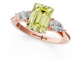 Rose gold Three-Stone Fancy Yellow Emerald  Cut Diamond Ring with Pear Side Stones in Four-Prong Setting_128