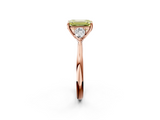 Rose gold Three-Stone Fancy Yellow Emerald  Cut Diamond Ring with Pear Side Stones in Four-Prong Setting_129