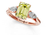 Rose gold Three-Stone Fancy Yellow Emerald Cut Diamond Ring with Pear  Side Stones in Four-Prong Setting_13