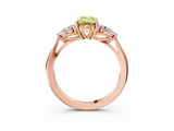 Rose gold Three-Stone Fancy Yellow Emerald  Cut Diamond Ring with Pear Side Stones in Four-Prong Setting_130
