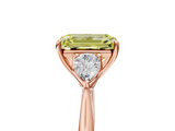 Rose gold Three-Stone Fancy Yellow Emerald  Cut Diamond Ring with Pear Side Stones in Four-Prong Setting_132