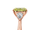 Rose gold Three-Stone Fancy Yellow Emerald Cut Diamond Ring with Pear  Side Stones in Four-Prong Setting_17