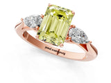 Rose gold Three-Stone Fancy Yellow Emerald Cut Diamond Ring with Pear  Side Stones in Four-Prong Setting_49