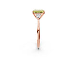 Rose gold Three-Stone Fancy Yellow Emerald Cut Diamond Ring with Pear  Side Stones in Four-Prong Setting_50