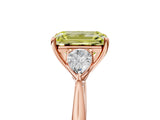 Rose gold Three-Stone Fancy Yellow Emerald Cut Diamond Ring with Pear  Side Stones in Four-Prong Setting_53