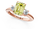 Rose gold Three-Stone Fancy Yellow Emerald  Cut Diamond Solitaire with Prong Setting and Classic Band_31