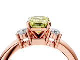 Rose gold Three-Stone Fancy Yellow Emerald  Cut Diamond Solitaire with Prong Setting and Classic Band_34