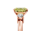 Rose gold Three-Stone Fancy Yellow Emerald  Cut Diamond Solitaire with Prong Setting and Classic Band_35
