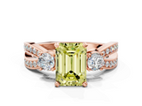 Rose gold Three-Stone Fancy Yellow Emerald  Cut Diamond Twist Band with Prong Setting_39
