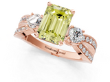 Rose gold Three-Stone Fancy Yellow Emerald  Cut Diamond Twist Band with Prong Setting_40