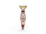 Rose gold Three-Stone Fancy Yellow Emerald  Cut Diamond Twist Band with Prong Setting_41