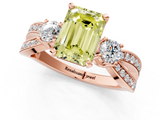 Rose gold Three-Stone Fancy Yellow Emerald  Cut Diamond Twist Band with Prong Setting_42