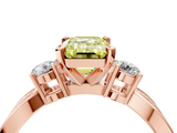 Rose gold Three-Stone Fancy Yellow Emerald  Cut Diamond Twist Band with Prong Setting_43