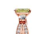 Rose gold Three-Stone Fancy Yellow Emerald  Cut Diamond Twist Band with Prong Setting_44