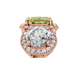 Rose gold Three-Stone Fancy Yellow Emerald Cut Halo Diamond Milgrain Band with Four-Prong Setting_5