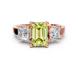 Rose gold Three-Stone Fancy Yellow Emerald  Cut Solitaire Ring with Prong Setting_3