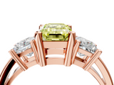 Rose gold Three-Stone Fancy Yellow Emerald  Cut Solitaire Ring with Prong Setting_7