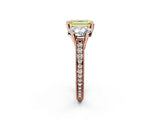 Rose gold Three-Stone Fancy Yellow Emerald  Diamond Milgrain Pave Band with Prong Setting 3