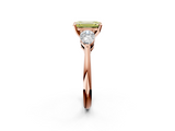 Rose gold Three-Stone Fancy Yellow Emerald  Diamond Ring with Pear Side Stones in Four-Prong Setting_63