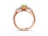Rose gold Three-Stone Fancy Yellow Emerald  Diamond Ring with Pear Side Stones in Four-Prong Setting_64
