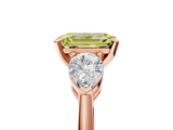 Rose gold Three-Stone Fancy Yellow Emerald  Diamond Ring with Pear Side Stones in Four-Prong Setting_66