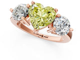 Rose gold Three-Stone Fancy Yellow Heart  Brilliant Cut Solitaire Ring with Prong Setting on a Classic Band 2