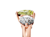 Rose gold Three-Stone Fancy Yellow Heart  Brilliant Cut Solitaire Ring with Prong Setting on a Classic Band