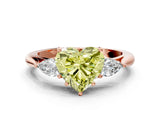 Rose gold Three-Stone Fancy Yellow Heart Cut Brilliant Diamond Solitaire Ring with Tapered Band and Four-Prong Setting_3