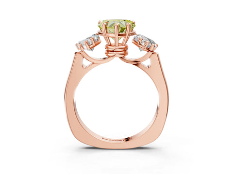 Rose gold Three-Stone Fancy Yellow Heart Cut Brilliant Diamond Trellis Ring with Comfort Fit Band_3