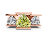 Rose gold Three Stone Fancy Yellow Heart Cut Cut Channel Set Diamond Ring