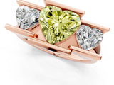 Rose gold Three Stone Fancy Yellow Heart Cut Cut Channel Set Diamond Ring_1