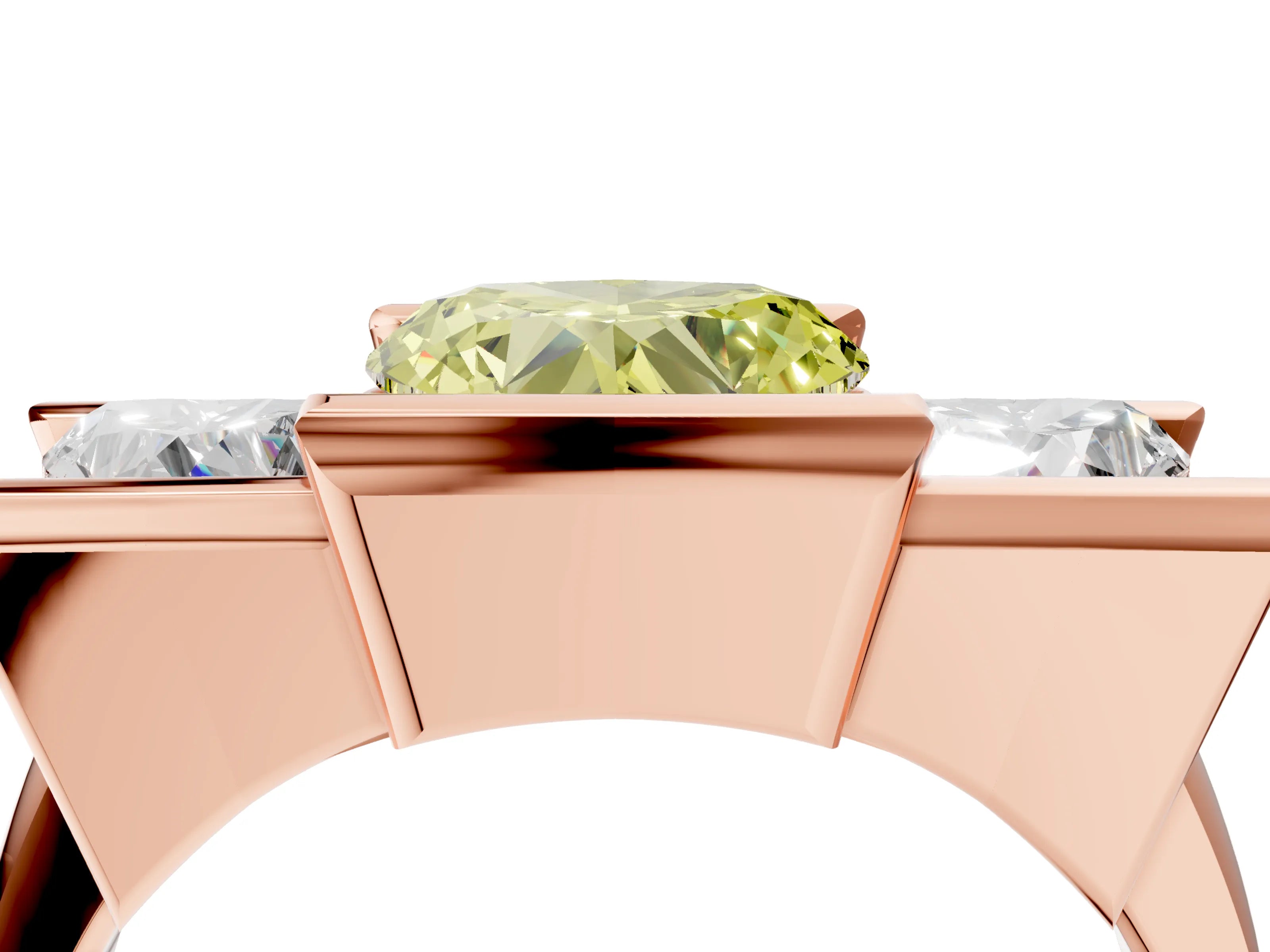 Rose gold Three Stone Fancy Yellow Heart Cut Cut Channel Set Diamond Ring_4