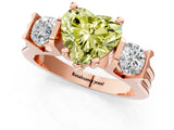 Rose gold Three-Stone Fancy Yellow Heart Cut Cut Classic Band Prong Setting Ring_1