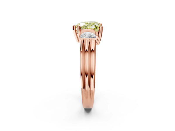 Rose gold Three-Stone Fancy Yellow Heart Cut Classic Band Prong Setting Ring