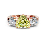 Rose gold Three-Stone Fancy Yellow Heart Cut Cut Diamond Engagement Ring with Flat Band and Four-Prong Setting_12