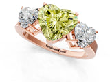 Rose gold Three-Stone Fancy Yellow Heart Cut Cut Diamond Engagement Ring with Flat Band and Four-Prong Setting_13