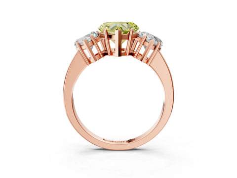 Rose gold Three-Stone Fancy Yellow Heart Cut Cut Diamond Engagement Ring with Flat Band and Four-Prong Setting_3