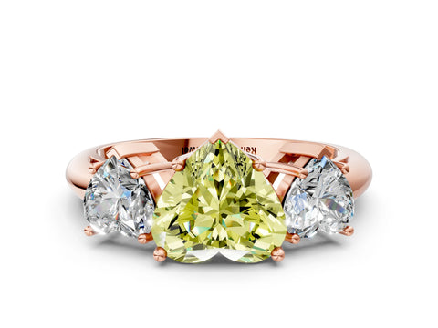 Rose gold Three-Stone Fancy Yellow Heart Cut Cut Diamond Engagement Ring with Prong Setting on a White Gold Band_24