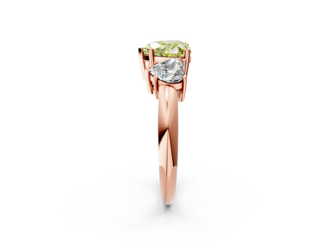 Rose gold Three-Stone Fancy Yellow Heart Cut Cut Diamond Engagement Ring with Prong Setting on a White Gold Band_26