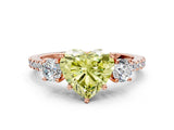 Rose gold Three-Stone Fancy Yellow Heart Cut Cut Diamond Pavé Band with Prong Setting_15