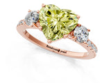 Rose gold Three-Stone Fancy Yellow Heart Cut Cut Diamond Pavé Band with Prong Setting_16