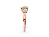 Rose gold Three-Stone Fancy Yellow Heart Cut Cut Diamond Ring with Channel Set Band and Four-Prong Setting_2
